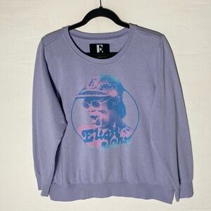 Elton John Purple Graphic Crew Neck Sweatshirt Artist Merch M